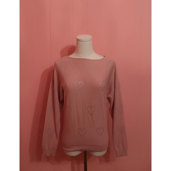 Belldini Sweaters - Belle Pink Heart Pattern Sweater